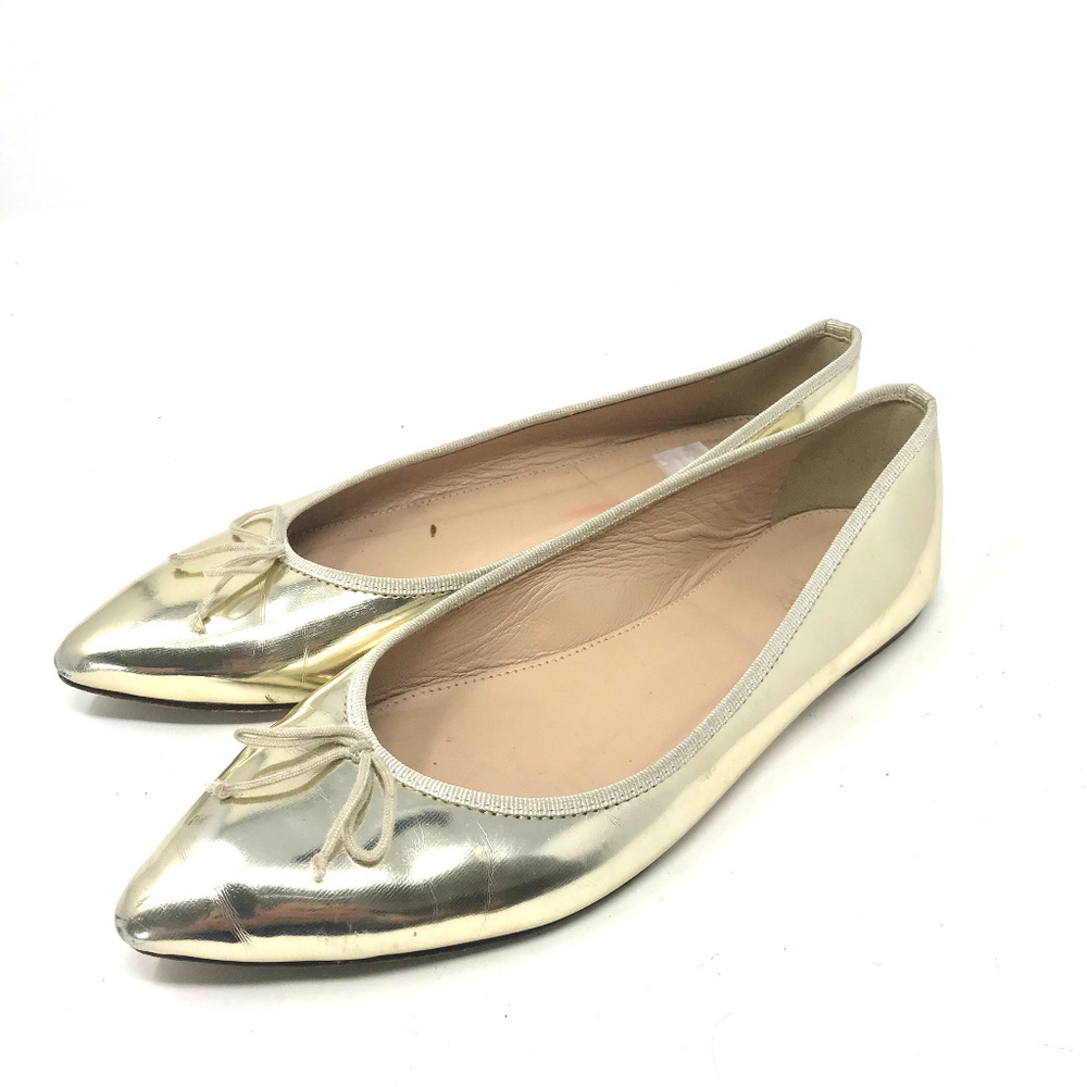 J. Crew Metallic Patent Ballet Flats Gold 9.5